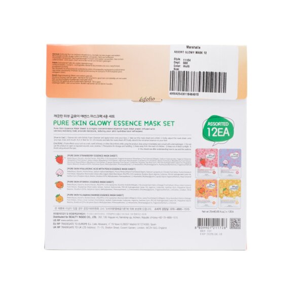 ESFOLIO Multi Made In Korea 12pk Assorted Glowy Face Masks - Picture 2 of 2